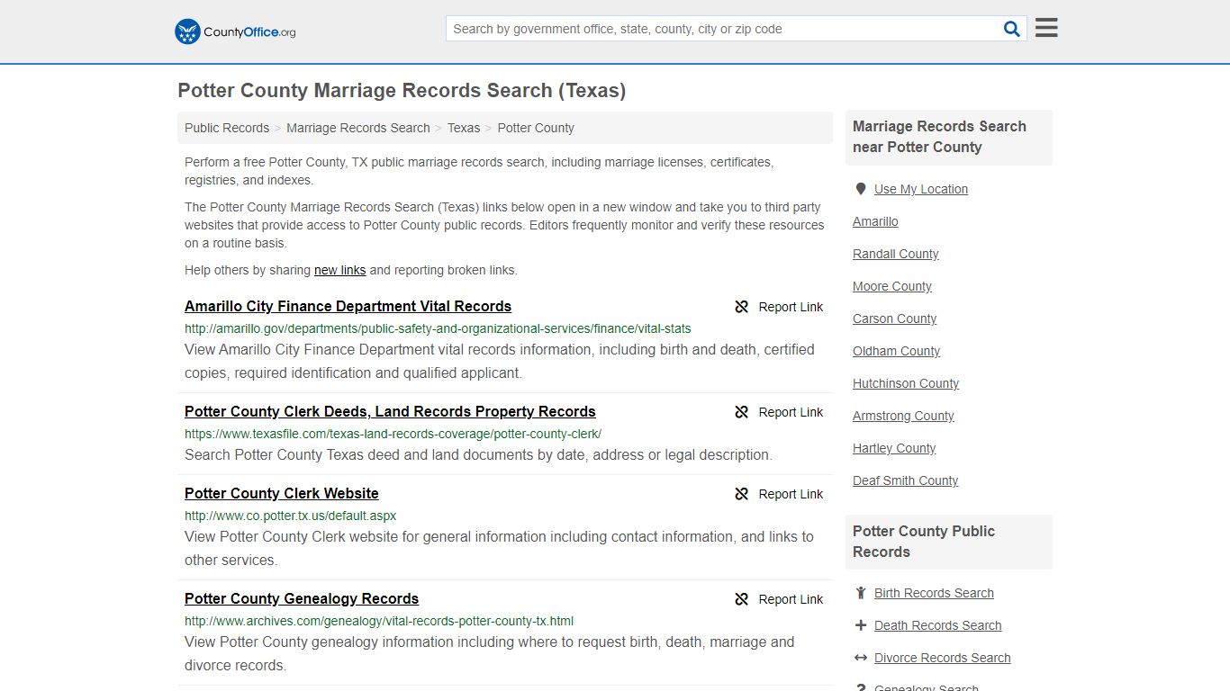 Marriage Records Search - Potter County, TX (Marriage ...